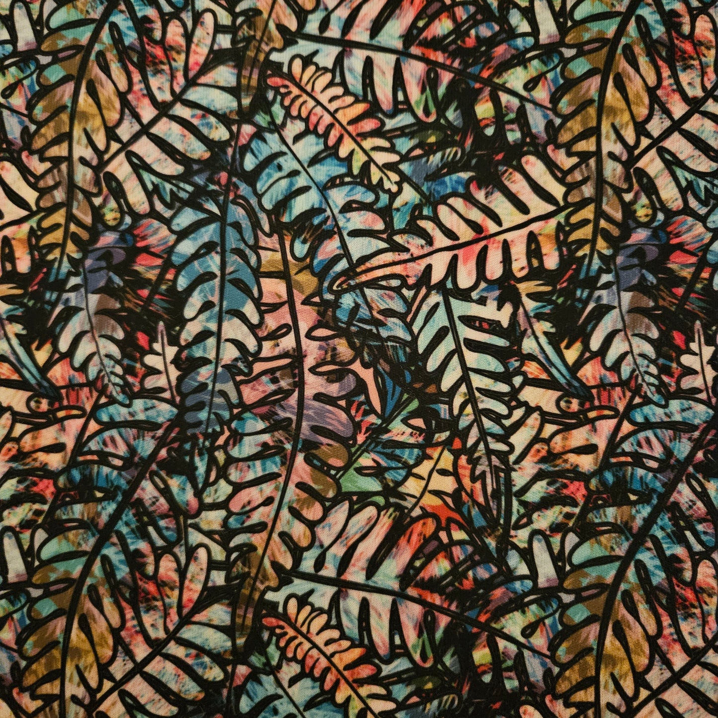 Colorful leaf pattern on a dark background